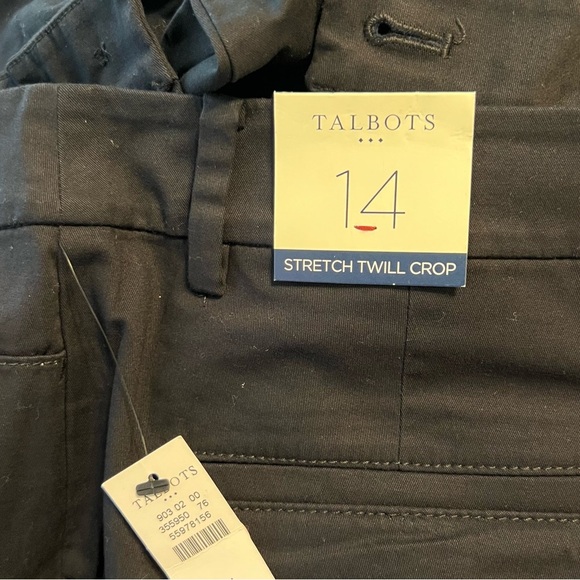 Talbots NWT Stretch Twill Crop Pants Women’s Size 14 Black - Picture 5 of 10